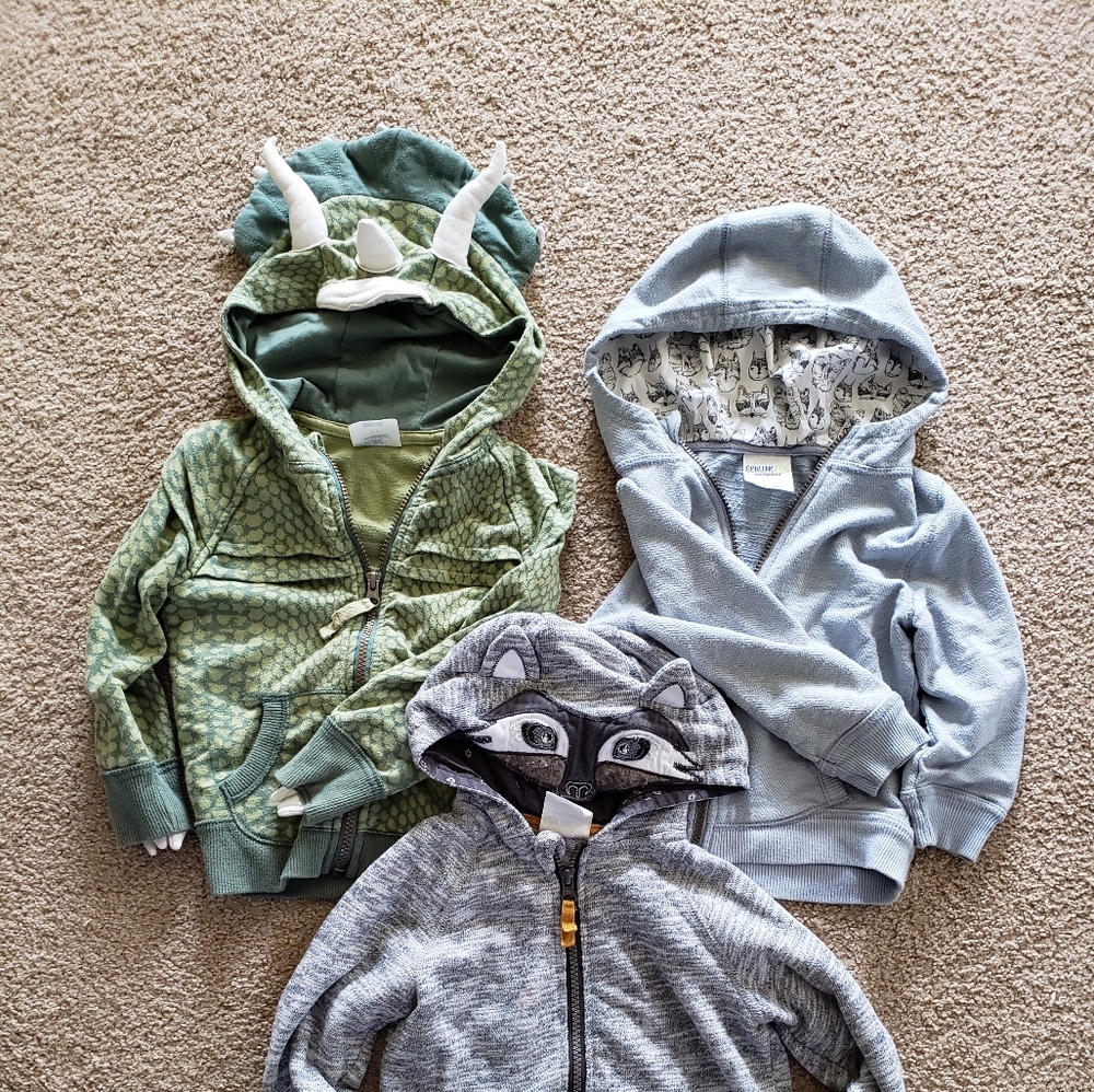 Lot of 3 boy zip hoodies